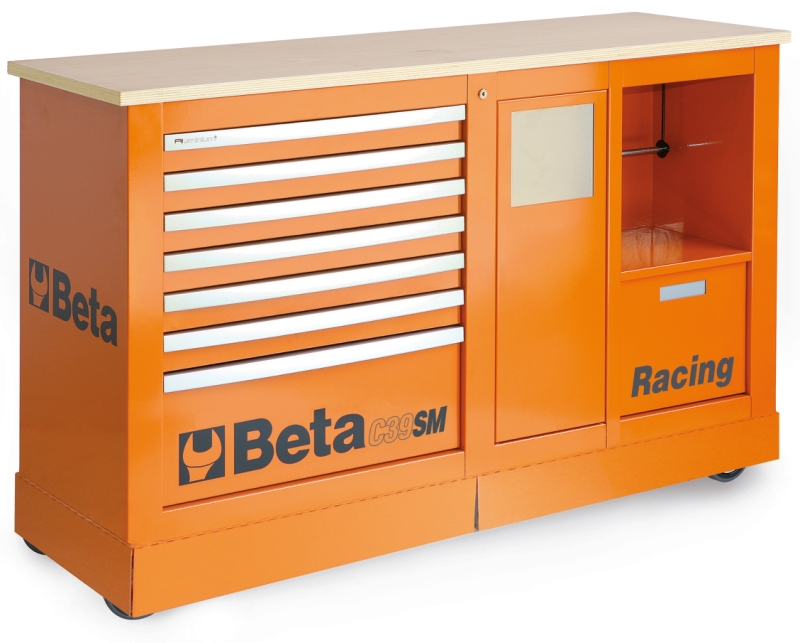 Special Mobile Roller Cabinet Racing SM Type with 7-Drawer Module and Service Module - Beta Tools C39SM-O image 1