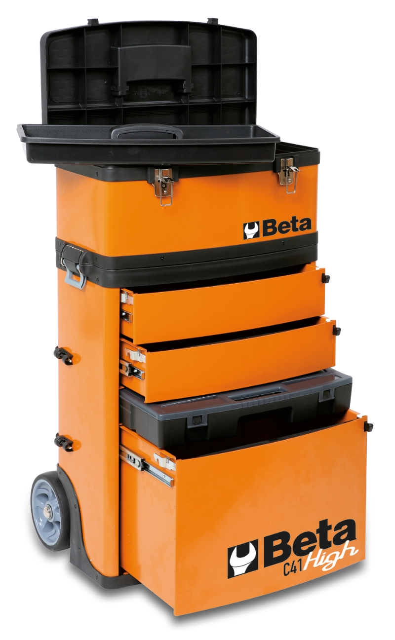 Two-Module Tool Trolley with Detachable Tool Box, Drawers, and Pull-Out Case - Beta Tools C41H-O thumbnail 7