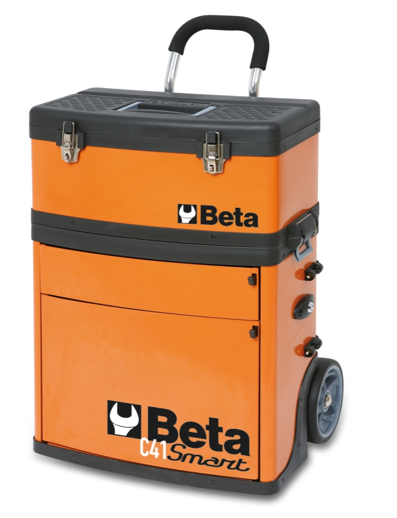 Two-Module Tool Trolley with Detachable Tool Box and Drawers - Beta Tools C41S image 1
