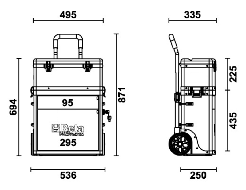 Two-Module Tool Trolley with Detachable Tool Box and Drawers - Beta Tools C41S thumbnail 5