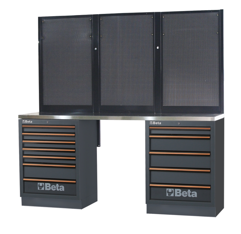Workbenches with Stainless Steel Worktop, Drawers, and Tool Panels - BetaC45PRO C45PRO BPX-2,0