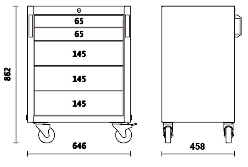 Mobile Roller Cab with 5 Drawers and Swivel Castors for Workshop - BetaC45PRO C45PRO C5 thumbnail 3