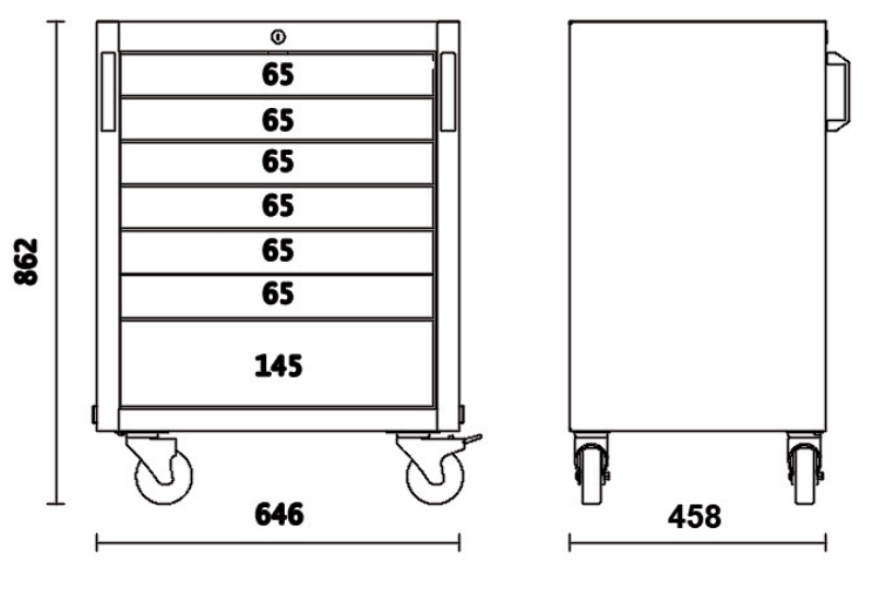 Mobile Roller Cab with 7 Drawers and Steering Wheels for Workshop - BetaC45PRO C45PRO C7 thumbnail 5