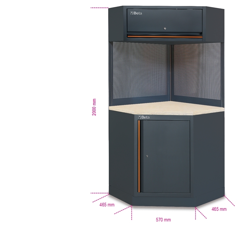 Self-Supporting Corner Unit with Locking Cabinet, Tool Panels, and Wood Worktop for Workshop - BetaC45PRO C45PRO CORNER/W thumbnail 5