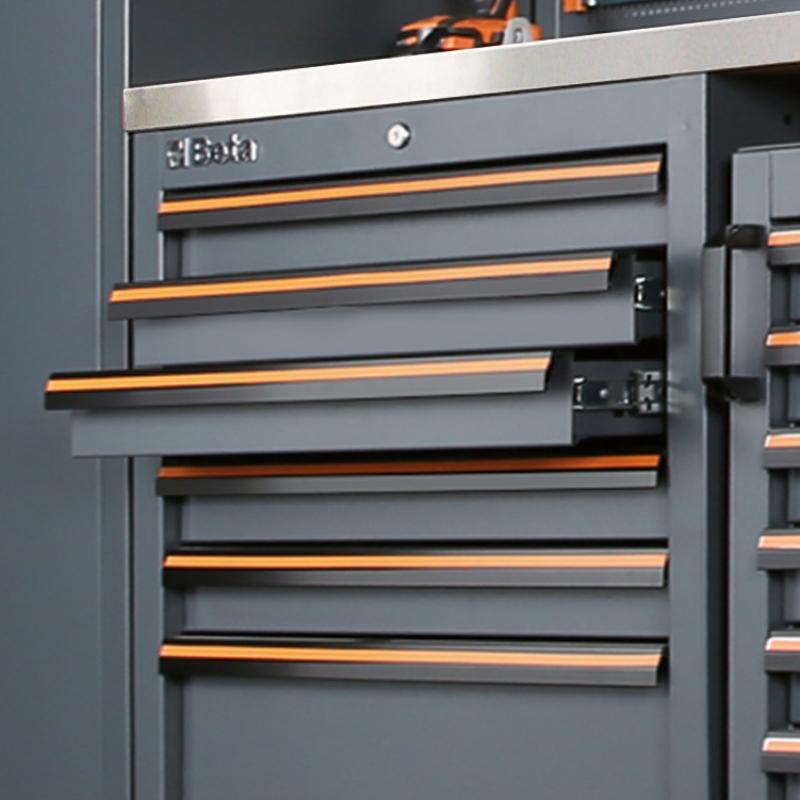 Workshop Equipment Combination with Stainless Steel Worktops, Drawers, Tool Panels, and Cabinets - BetaC45PRO C45PRO GX thumbnail 3