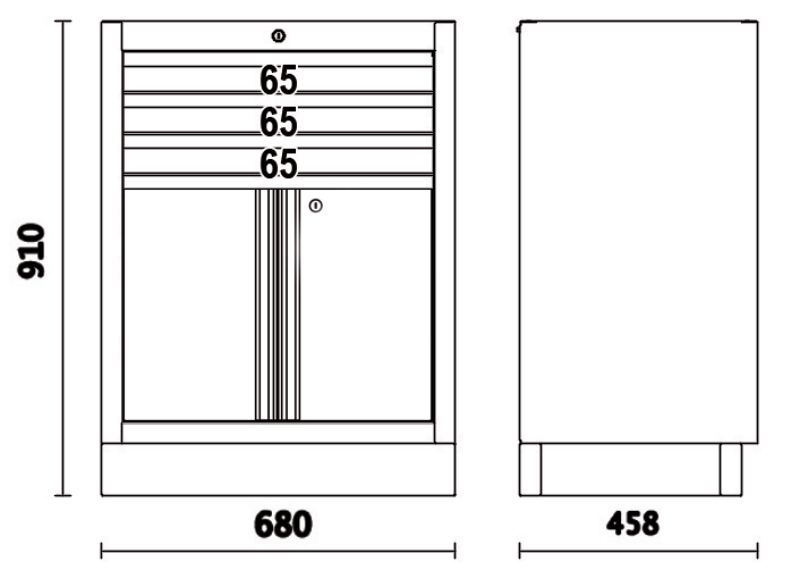 Fixed Module with 3 Drawers and 2 Doors for Workshop - BetaC45PRO C45PRO M3A thumbnail 2