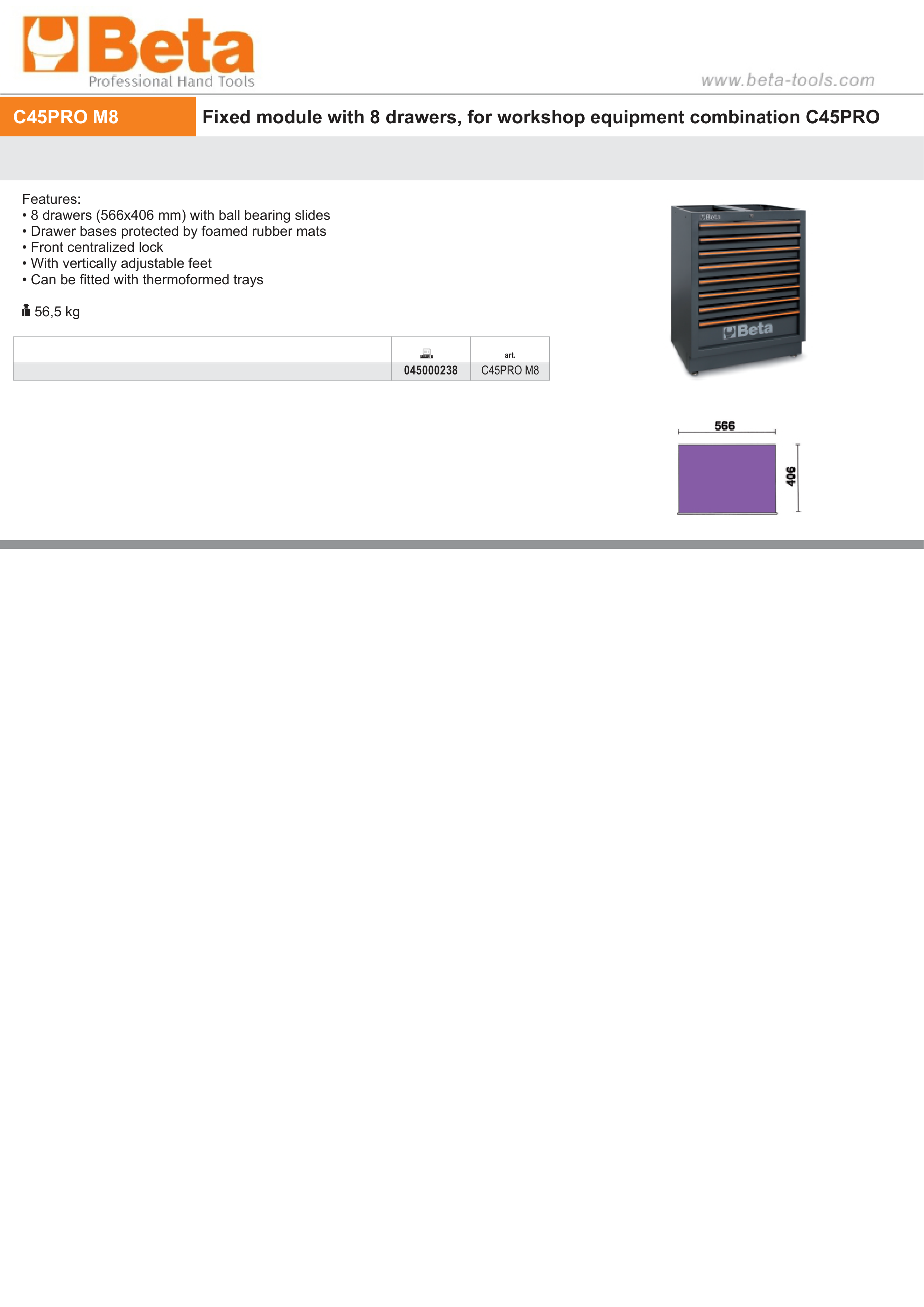 Fixed Module with 8 Drawers for Workshop - BetaC45PRO C45PRO M8 thumbnail 2
