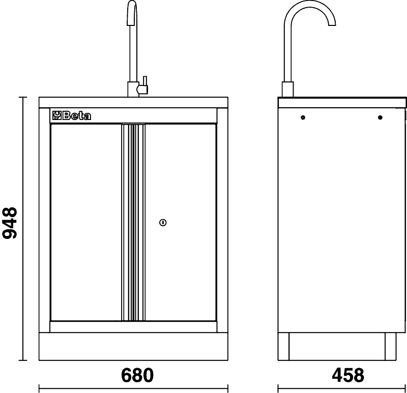 Fixed Module with Built-In Sink and Two Doors for Workshop - BetaC45PRO C45PRO ML thumbnail 3