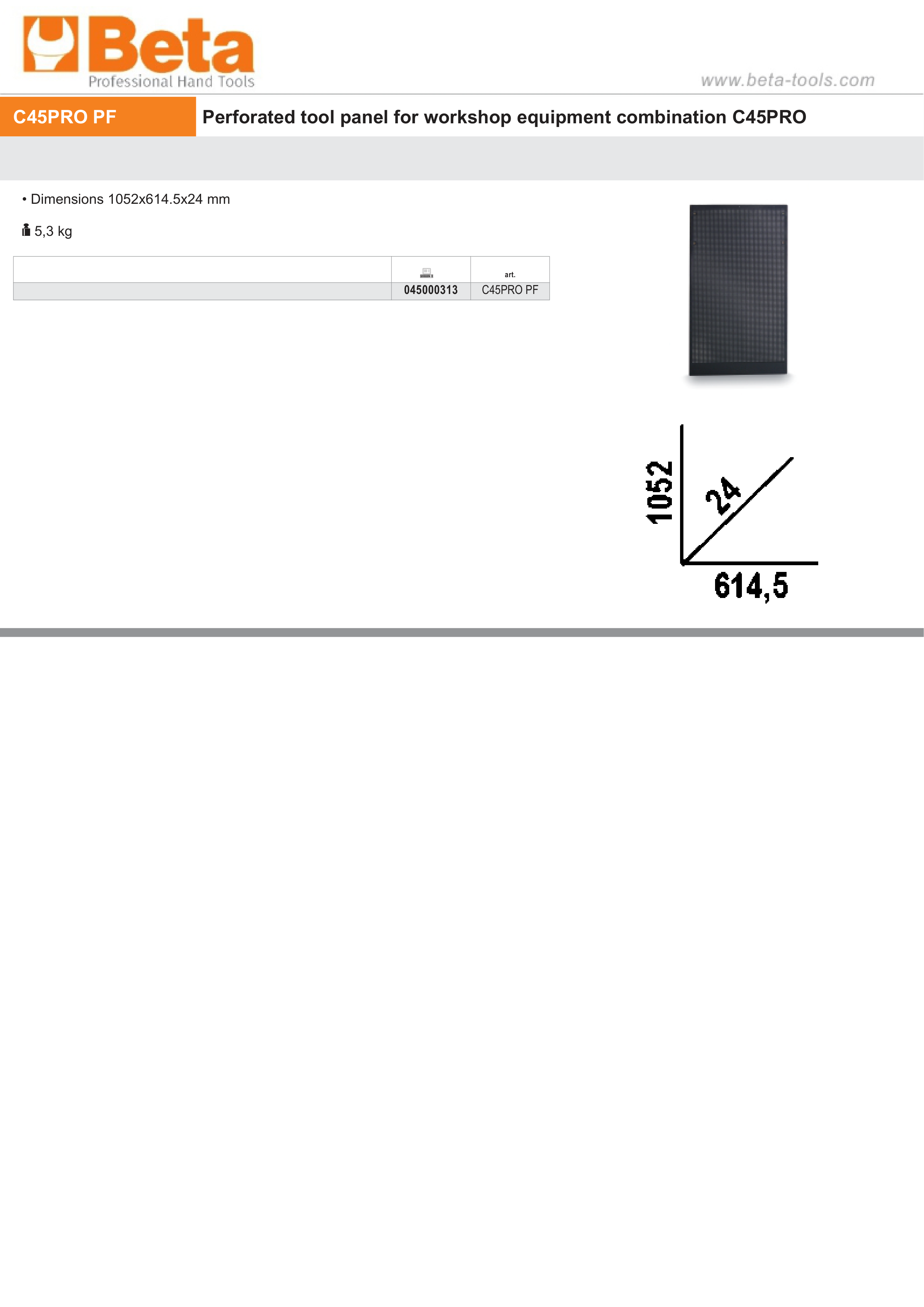 Perforated Tool Panel 1052x614.5mm for Workshop - BetaC45PRO C45PRO PF thumbnail 2