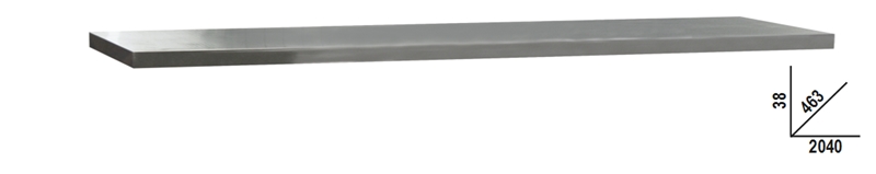 Stainless Steel Coated MDF Worktop 2040x463x38mm for Workbench - BetaC45PRO C45PX/3-2,0MT image 1