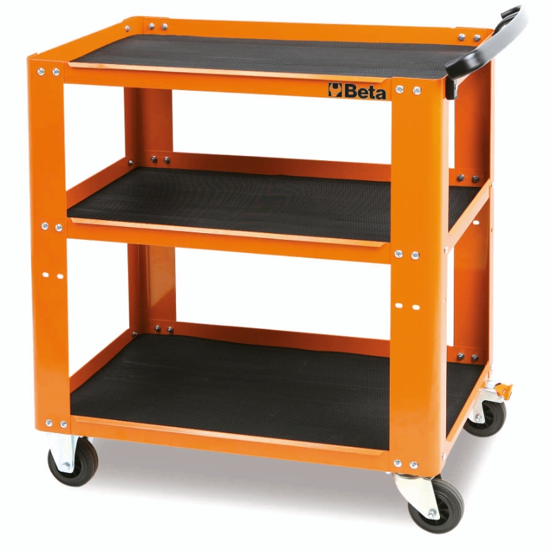 Trolley with 3 Antislip Rubber Tops, Ergonomic Handle, 4 Castors 100mm, 200kg Load Capacity - Beta Tools C51 R image 1