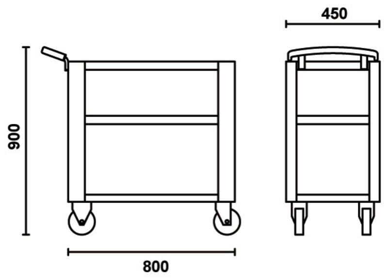 Trolley with 3 Antislip Rubber Tops, Ergonomic Handle, 4 Castors 100mm, 200kg Load Capacity - Beta Tools C51 R thumbnail 2