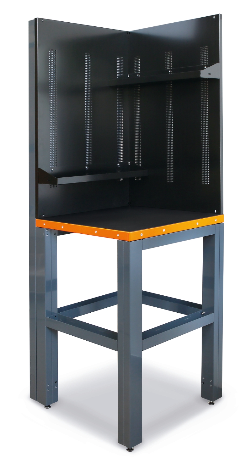 Self-Supporting Complete Corner Worktop, 700x700mm, with Tool Wall Systems and Fixing Shelves - BetaRSC55 C55AC-G image 1