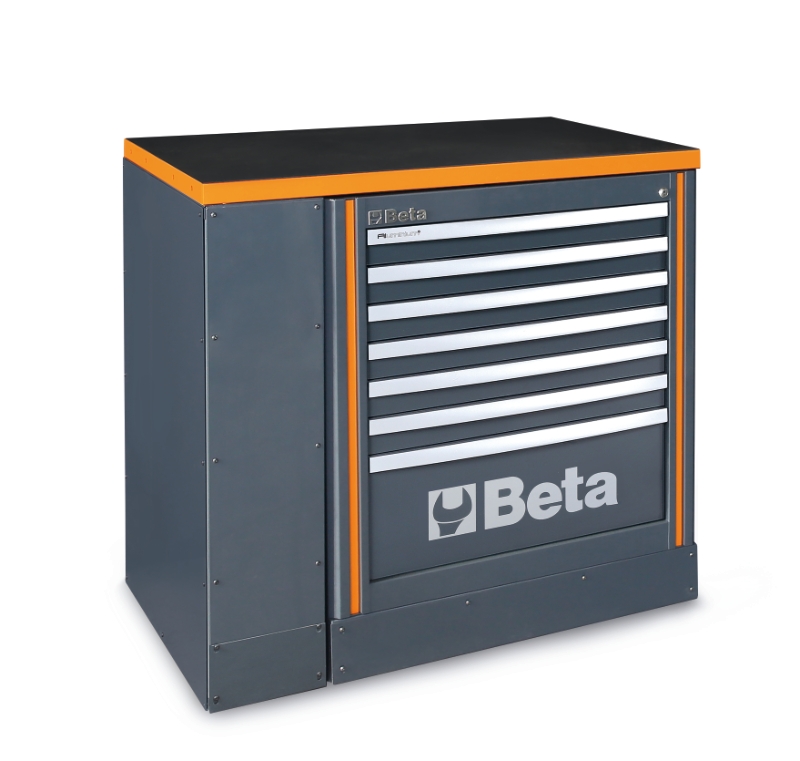 Workbench 1m with 7-Drawer Fixed Module, Shockproof PVC Worktop, Adjustable Feet, 1024x700mm - BetaRSC55 C55BO/1 image 1