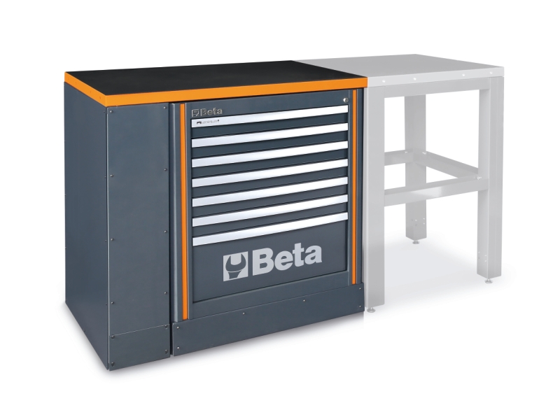 Workbench 1m with 7-Drawer Fixed Module, Shockproof PVC Worktop, Adjustable Feet, 1024x700mm - BetaRSC55 C55BO/1 thumbnail 5