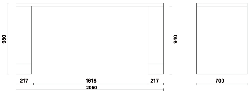 2m Workbench with Shockproof PVC Worktop, Adjustable Feet, 2050x700mm - BetaRSC55 C55BO/2 thumbnail 3