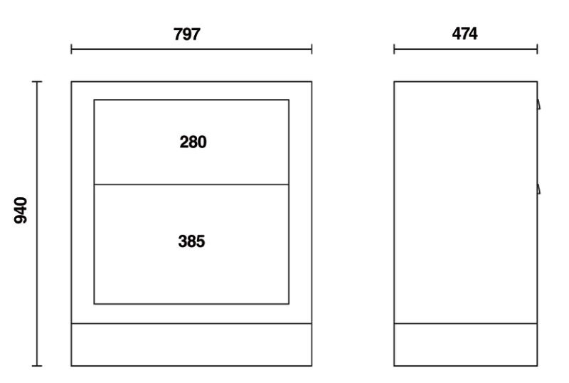 Fixed Module with 2 Drawers, Ball Bearing Slides, Central Lock, 588x367mm Drawers - BetaRSC55 C55M2 thumbnail 2