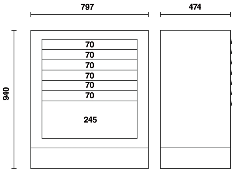 Fixed Module with 7 Drawers, Ball Bearing Slides, Central Lock, 588x367mm Drawers - BetaRSC55 C55M7 thumbnail 3