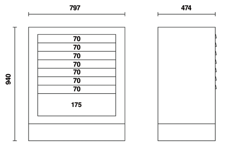 Fixed Module with 8 Drawers, Ball Bearing Slides, Central Lock, 588x367mm Drawers - BetaRSC55 C55M8 thumbnail 2