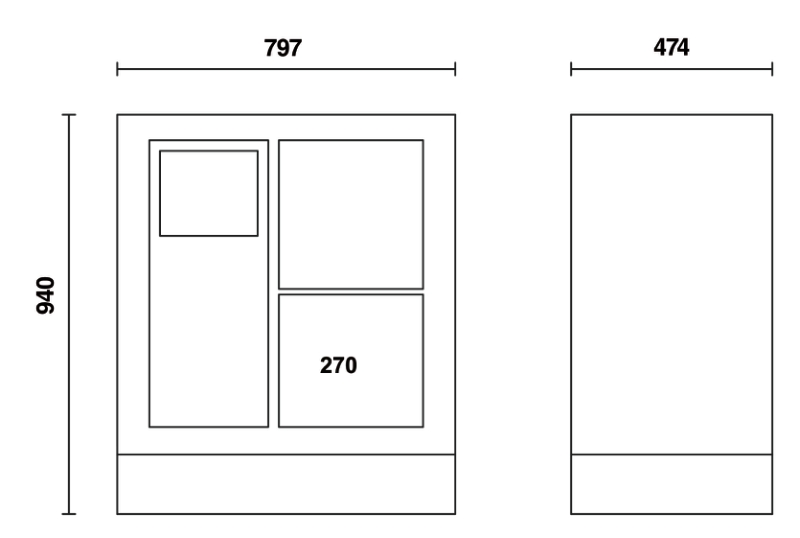 Fixed Service Module with Waste Bin, Paper Roll Compartment, 305x270mm Storage Drawer - BetaRSC55 C55MS thumbnail 3