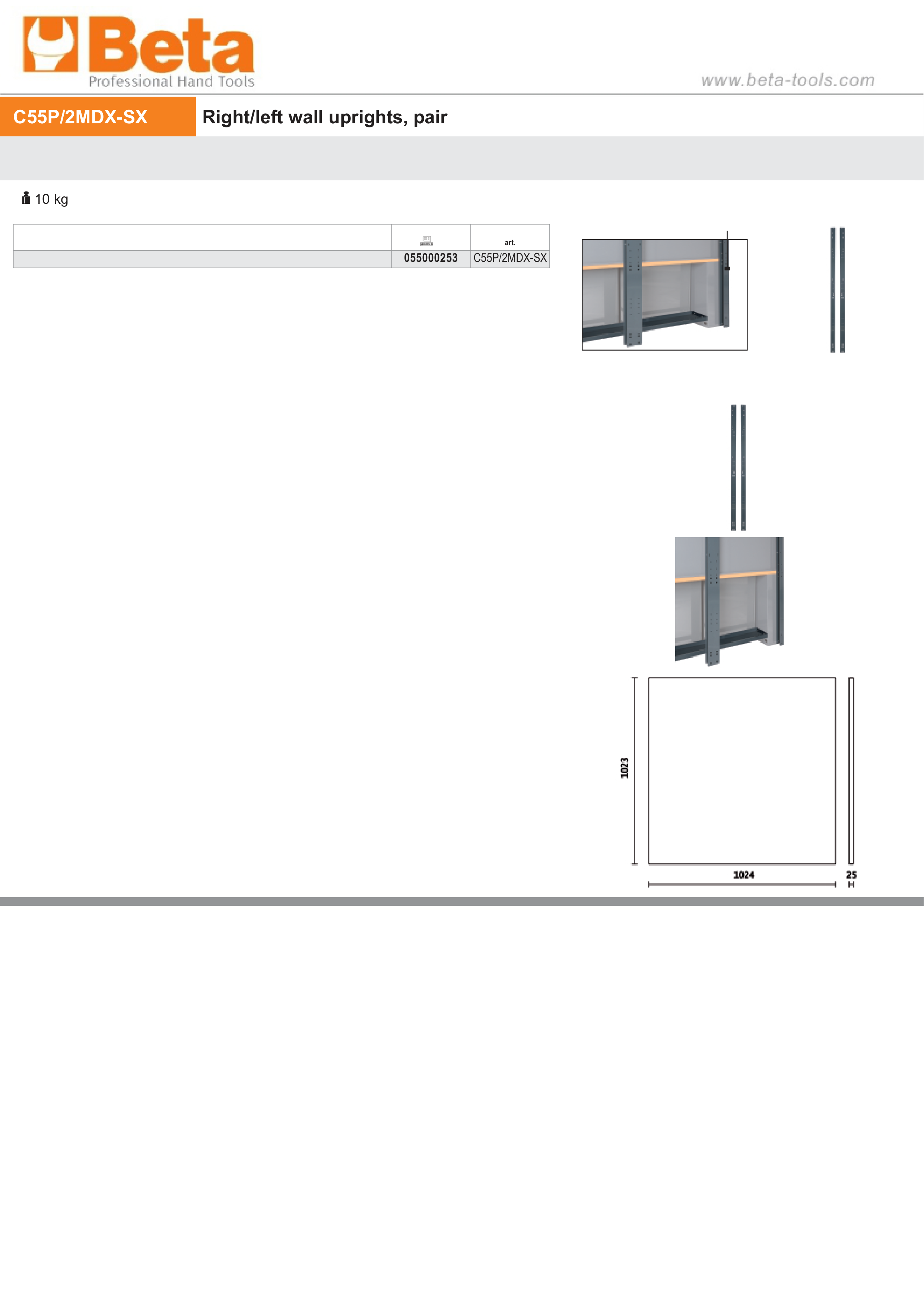 Right/Left Wall Uprights Pair - BetaRSC55 C55P/2MDX-SX thumbnail 5