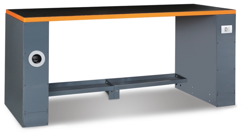 2m Workbench with Shockproof PVC Worktop, Built-In Sockets, Hose Reel, Adjustable Feet, 2050x700mm - BetaRSC55 C55PRO BO/2 image 1