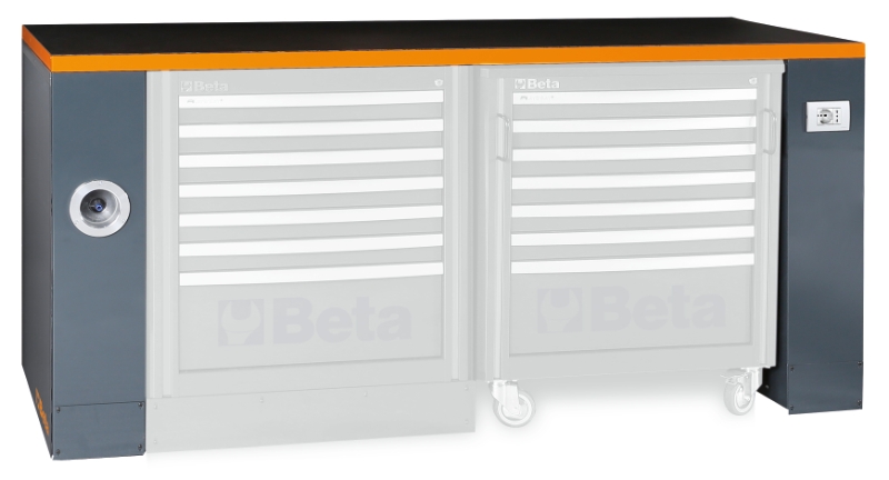 2m Workbench with Shockproof PVC Worktop, Built-In Sockets, Hose Reel, Adjustable Feet, 2050x700mm - BetaRSC55 C55PRO BO/2 thumbnail 6