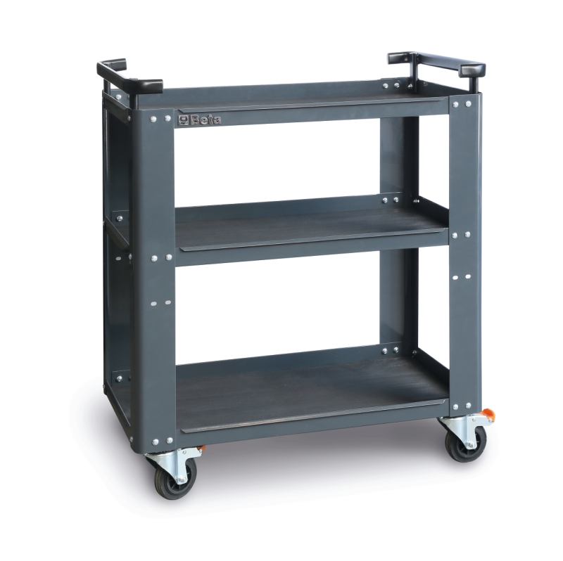 Trolley with 3 Antislip Rubber Tops, Ergonomic Handle, 100mm Castors, 200kg Load Capacity - BetaRSC55 C55T3 image 1