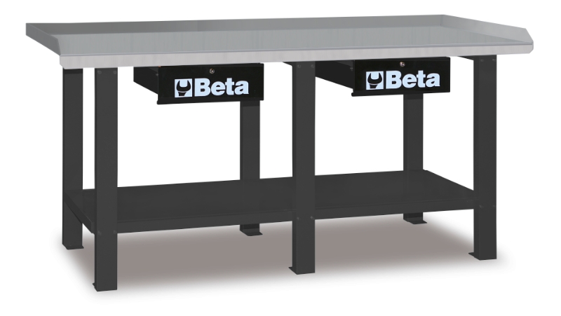 Workbench with Painted Sheet Metal Worktop, 1200kg Capacity, Lockable Drawers - Beta Tools C56-O thumbnail 5