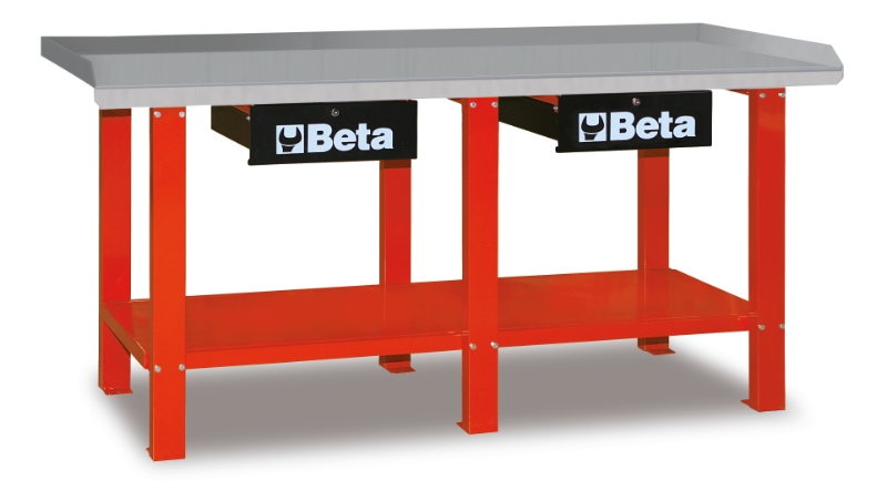 Workbench with Painted Sheet Metal Worktop, 1200kg Capacity, Lockable Drawers - Beta Tools C56-O thumbnail 6