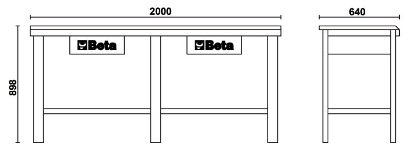 Workbench with Painted Sheet Metal Worktop, 1200kg Capacity, Lockable Drawers - Beta Tools C56-O thumbnail 2