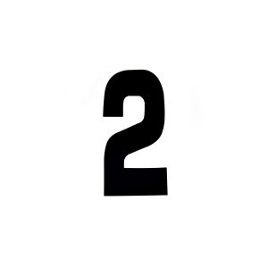 RACE NUMBERS - 2 TWO - BLACK, PACK OF 25 / 15cm 6" / VINYL STICKER