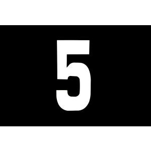 RACE NUMBERS - 5 FIVE - WHITE, PACK OF 25 / 15cm 6" / VINYL STICKER