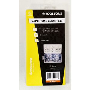 HOSE CLAMP ASSORTMENT 26pc IN STORAGE BOX - TOOLZONE KDPHW165