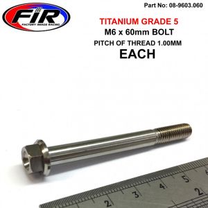 TITANIUM GR5 BOLT M6 x 60mm EACH, FLANGE OD: 11mm / HEX SIZE: 8mm, /