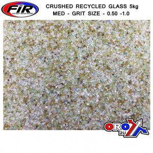 CRUSHED RECYCLED GLASS 5kg, MED - GRIT SIZE - 0.50 -1.0 / SAND BLASTING GRIT MEDIA SHOT BLASTING