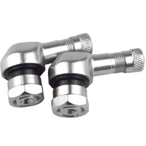 (PACK OF 2) TUBELESS BOLT ON TYRE VALVE, 10mm x 11.3mm 90° DEGREE STEM, SILVER