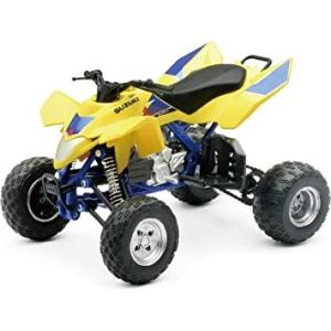 MODEL DIE CAST SUZUKI QUADRACER, 450R, BLUE & YELLOW, SCALE 1:12, NEWRAY 43393