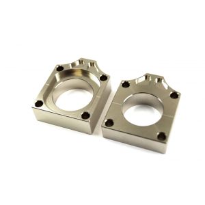 AXLE BLOCKS YZ YZF ALLOY, TITANIUM COLOUR
