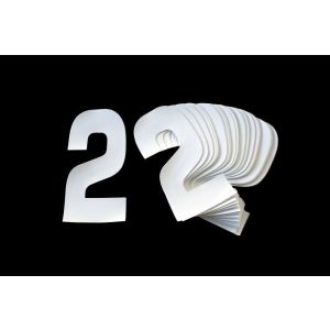 RACE NUMBERS - 2 TWO - WHITE, PACK OF 25 / 15cm 6" / VINYL STICKER