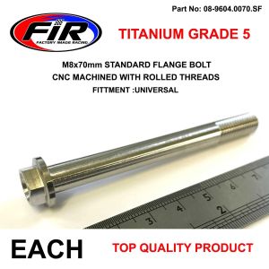 TITANIUM GR5 BOLT M8 x 70mm EACH, FLANGE OD: 14mm / HEX SIZE: 10mm, /