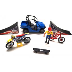 MODEL DIE CAST NITRO CIRCUS PLAY SET, WITH PASTRANA MX BIKE, 1:18 SCALE, NEWRAY 67685