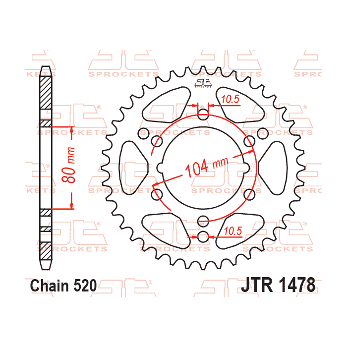 は REAR SPROCKET JTR1478.40 520, POLARIS, STEEL BLACK, 50-32090-40
