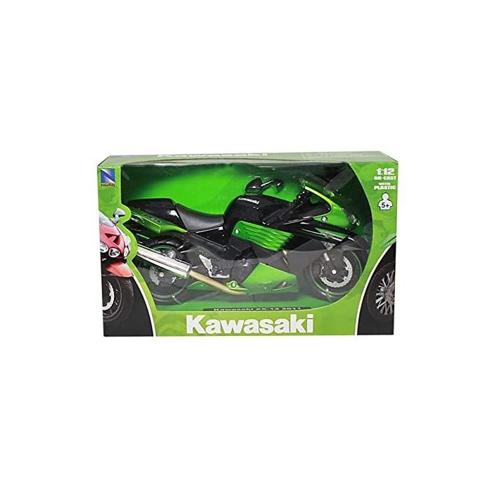 MODEL DIE CAST KAWASAKI ZX-14, 2011, GREEN AND BLACK, SCALE 1:12