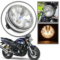 Phare Avant Moto AHL 12V Compatible Honda CB400 CB500 CB1300 Hornet - Métal Noir Chromé