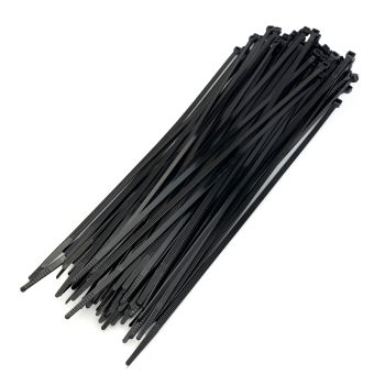 NYLON CABLE ZIP TIES - BLACK, 300mm x 4.8mm - PACK OF 100