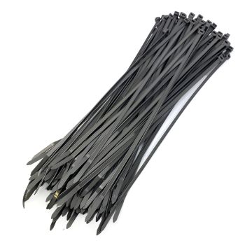 NYLON CABLE ZIP TIES - SILVER, 300mm x 4.8mm - PACK OF 100