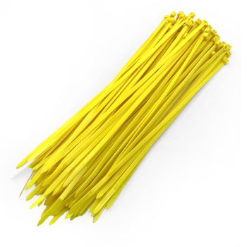 NYLON CABLE ZIP TIES - YELLOW, 300mm x 4.8mm - PACK OF 100