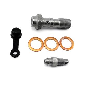 TWIN BANJO BOLT M10x1.00 S STEEL, BANJO BOLT WITH BLEED NIPPLE, / 993-31BNZ1