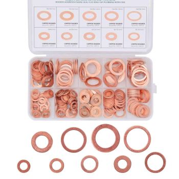COPPER WASHER KIT 200PCS, M8 M10 M12 M14 SIZE (INCLUDED 9 TYPES)